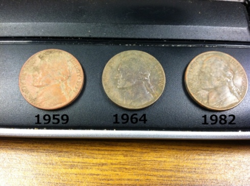 Three Jefferson nickels