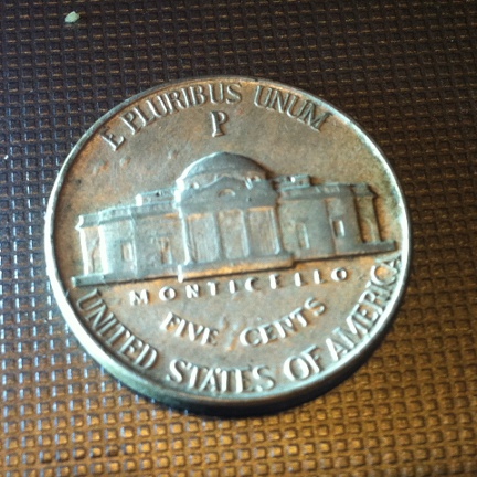 1945 Jefferson nickel reverse
